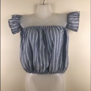 Revamped blue/white striped crop top